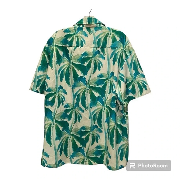 Hardaddy Short Sleeved Button Down Shirt Men Size M Palm Tree Print Front Pocket - Picture 2 of 8